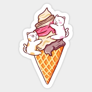 Cute Cat Ice Cream Sticker